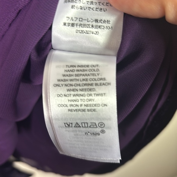 Lauren Ralph Lauren Black Label Velvet Button Down Puff Sleeve Top Purple size 8 - Picture 7 of 10
